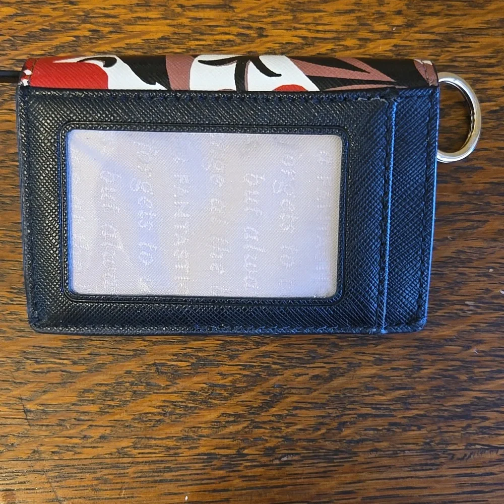 Kate Spade Compact Wallet With Key Ring In Red Poppy Field - Picture 3 of 16